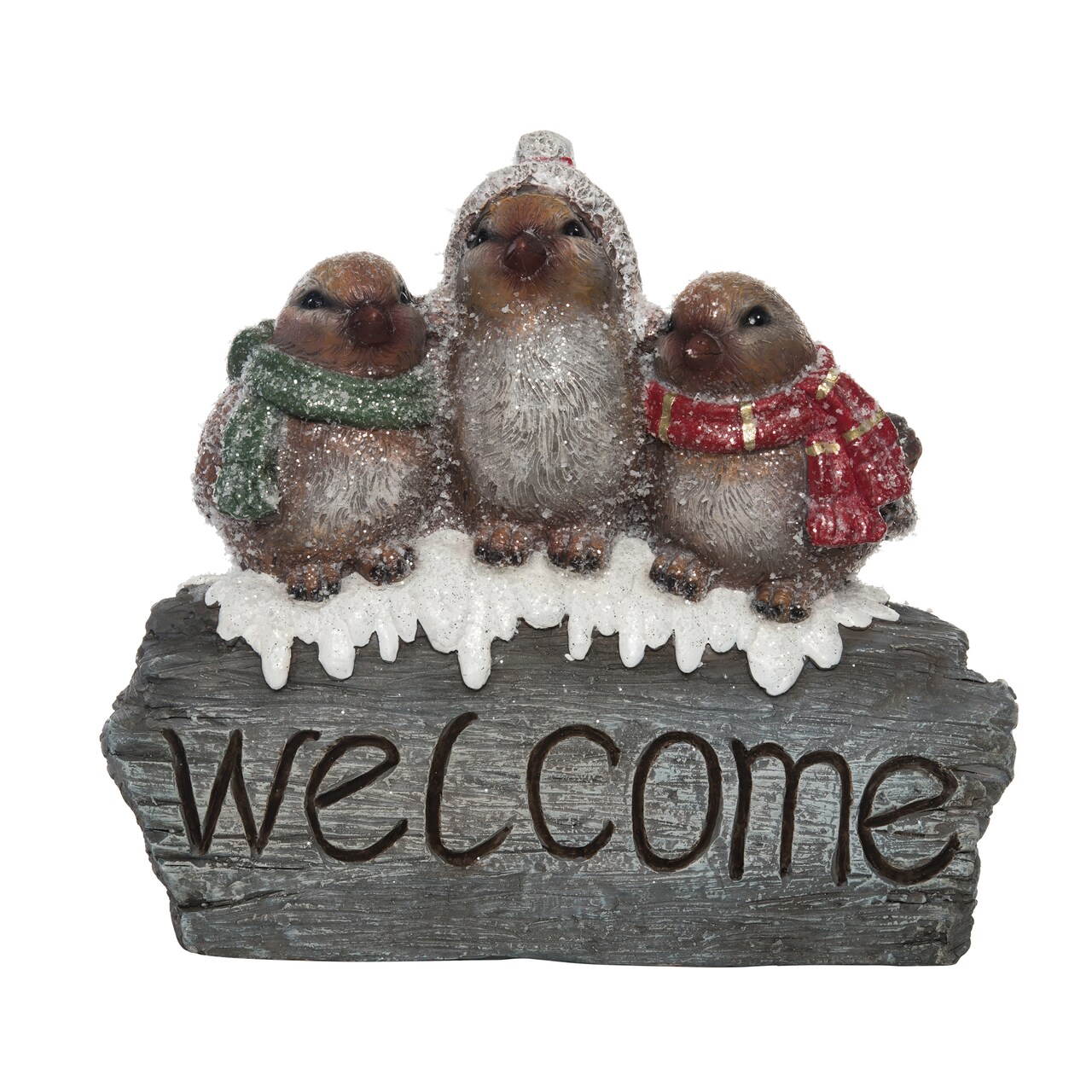 Multicolor Ceramic Christmas Woodland Welcome Birds Decorative Object
